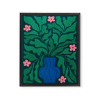 Summer Bloom: Pine Green Leaves & Pink Poppies Framed Canvas Print Gallery Image 6