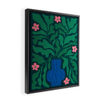 Summer Bloom: Pine Green Leaves & Pink Poppies Framed Canvas Print Gallery Image 2