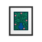 Summer Bloom: Pine Green Leaves & Pink Poppies Framed Art Print Gallery Image 5