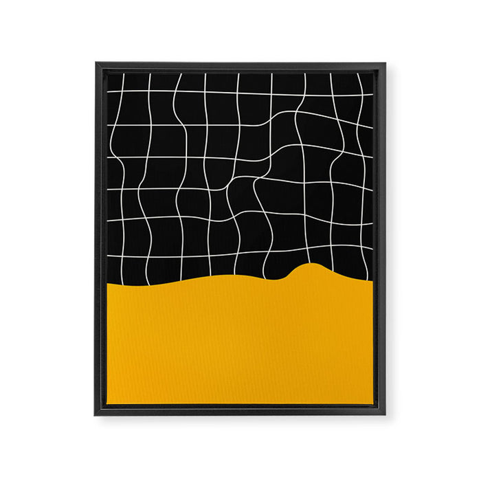 Sunkissed Gold | Warp Grid: Midnight Black Edition Framed Canvas Print Gallery Image 1