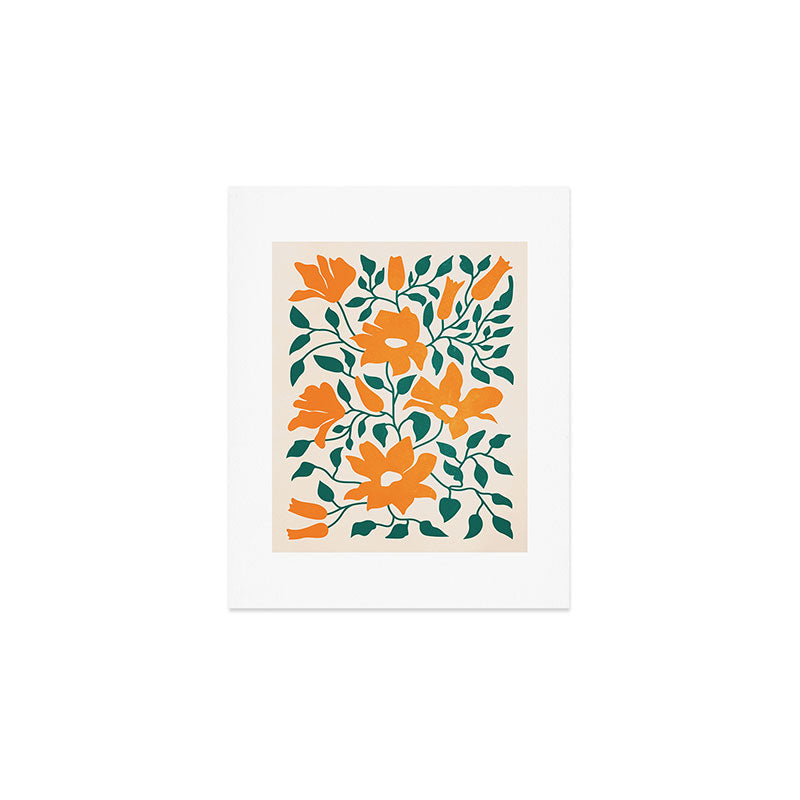 Tangerine & Pine: Matisse Flowers & Leaves Art Print Gallery Image 1