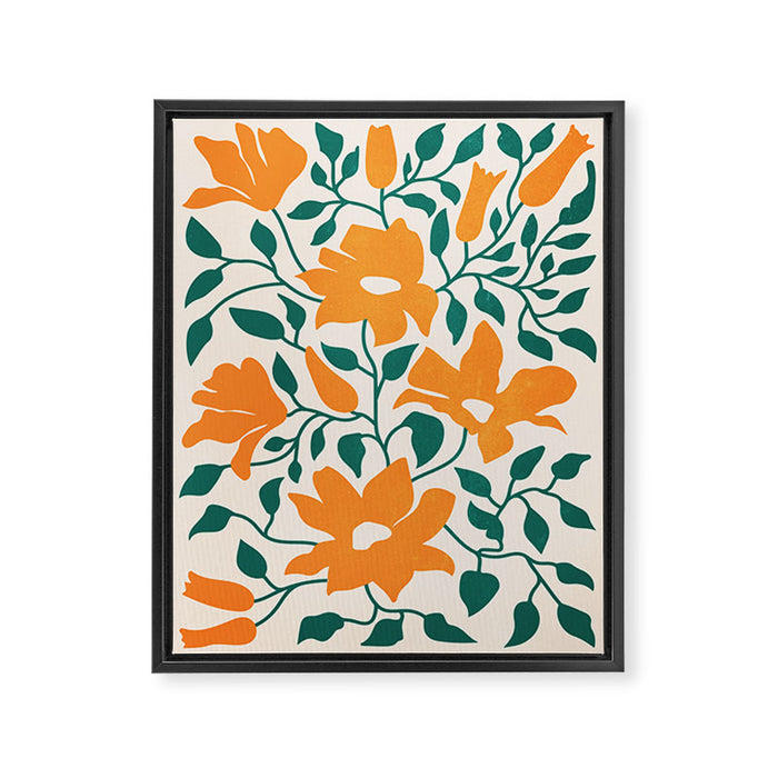 Tangerine & Pine: Matisse Flowers & Leaves Framed Canvas Print Gallery Image 1
