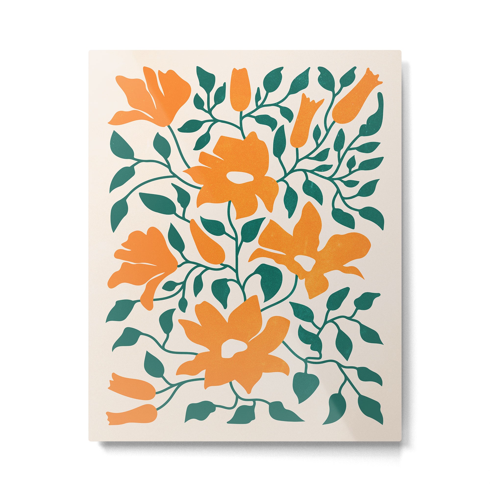 Tangerine & Pine: Matisse Flowers & Leaves Metal Print Gallery Image 4