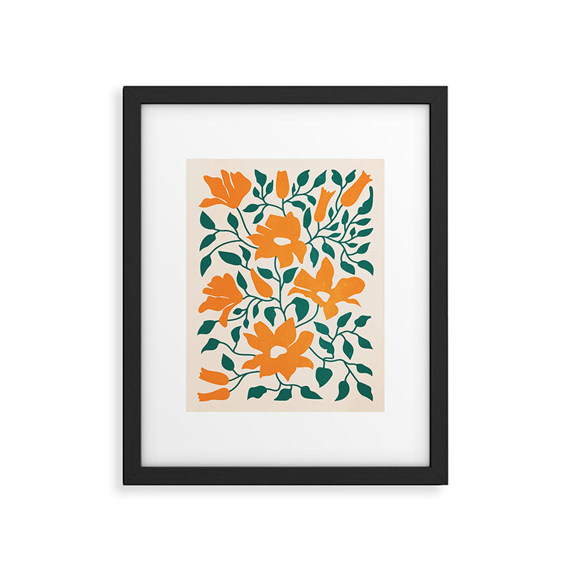 Tangerine & Pine: Matisse Flowers & Leaves Framed Art Print Gallery Image 5