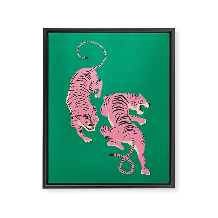 The Chase: Pink Tiger Edition Framed Canvas Print Gallery Image 1
