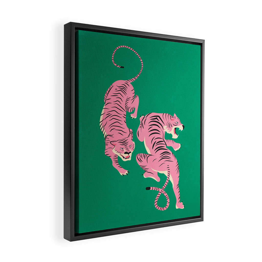 The Chase: Pink Tiger Edition Framed Canvas Print Gallery Image 2