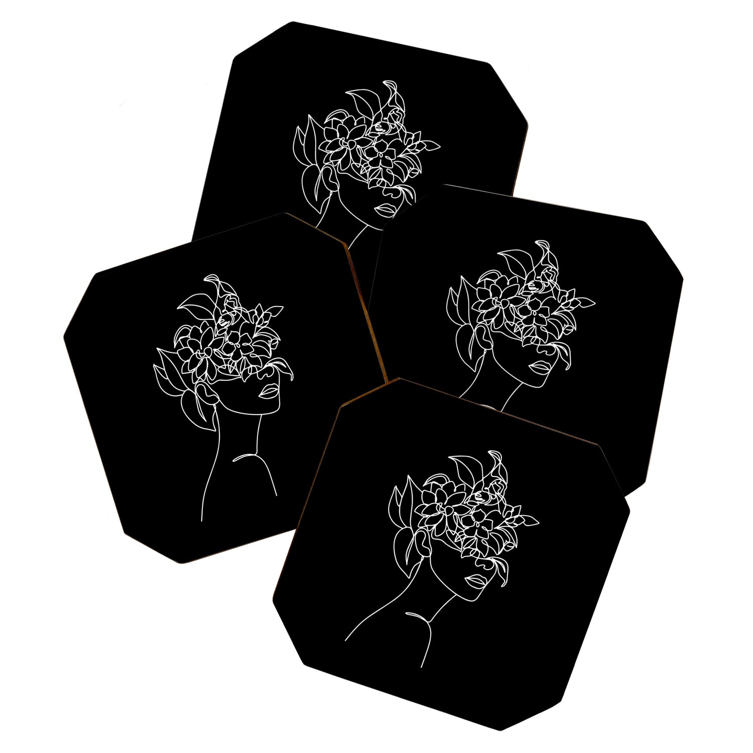 The Girl with the Flowers: Black & White Edition Coaster Gallery Image 1