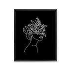 The Girl with the Flowers: Black & White Edition Framed Canvas Print Gallery Image 6