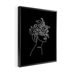 The Girl with the Flowers: Black & White Edition Framed Canvas Print Gallery Image 2