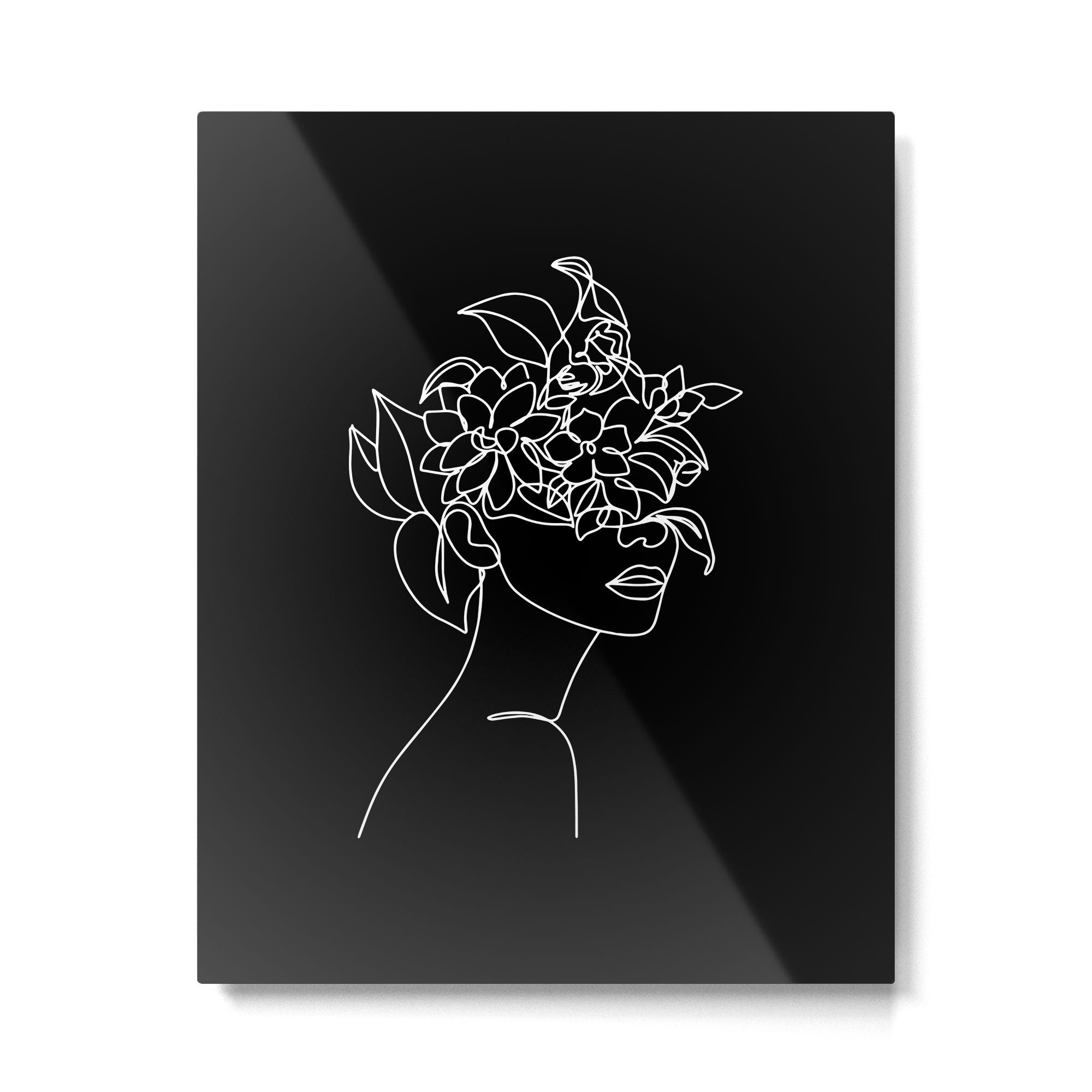 The Girl with the Flowers: Black & White Edition Metal Print Gallery Image 4