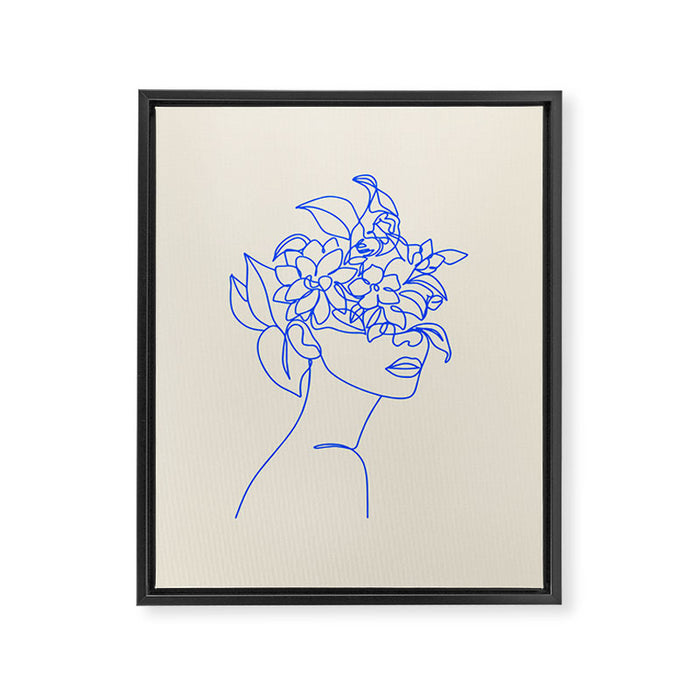 The Girl with the Flowers: Off-White Edition Framed Canvas Print Gallery Image 1