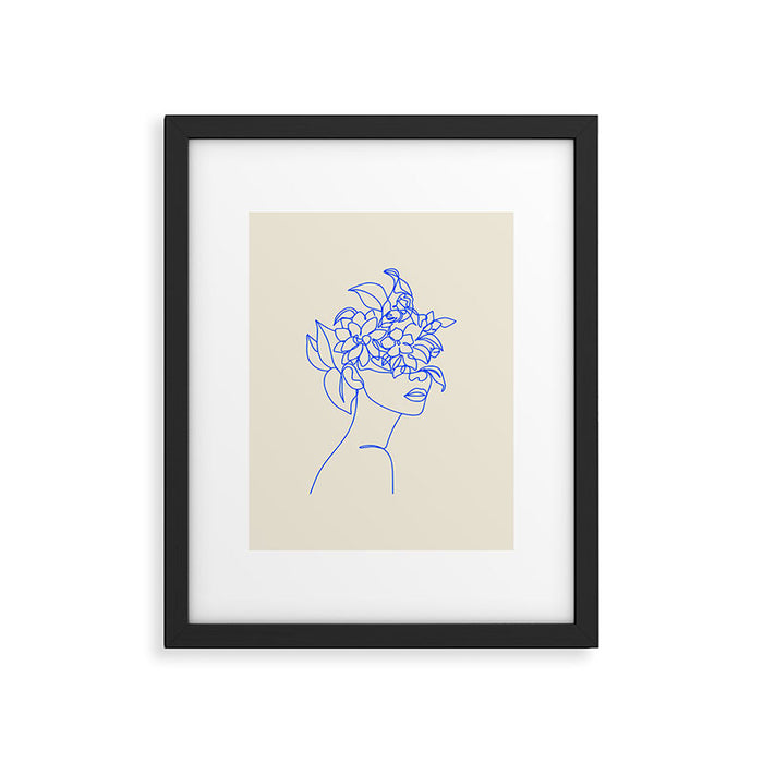 The Girl with the Flowers: Off-White Edition Framed Art Print Gallery Image 1