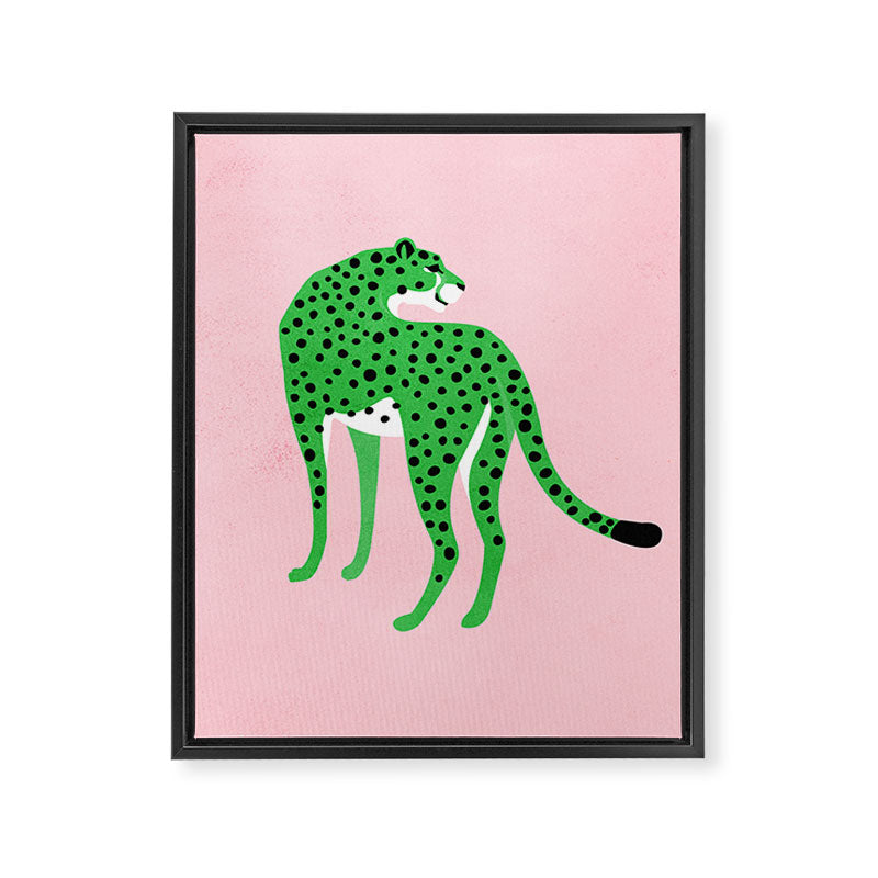 The Stare 2: Tropical Green Cheetah Edition Framed Canvas Print Gallery Image 6