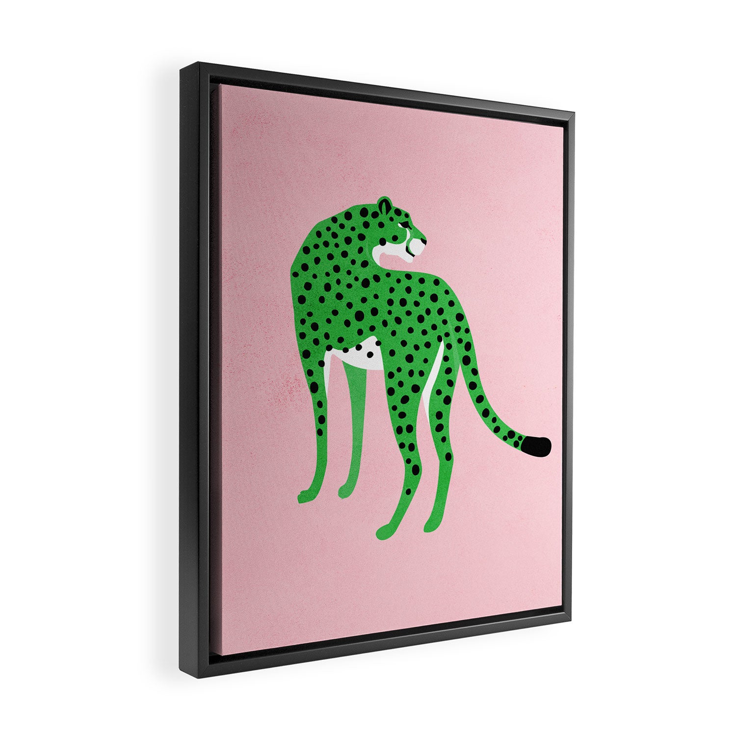 The Stare 2: Tropical Green Cheetah Edition Framed Canvas Print Gallery Image 2