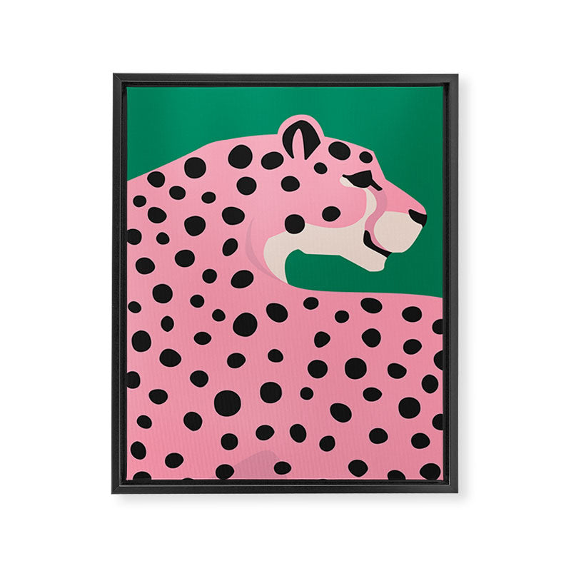 The Stare 3: Pink Cheetah Edition Framed Canvas Print Gallery Image 6