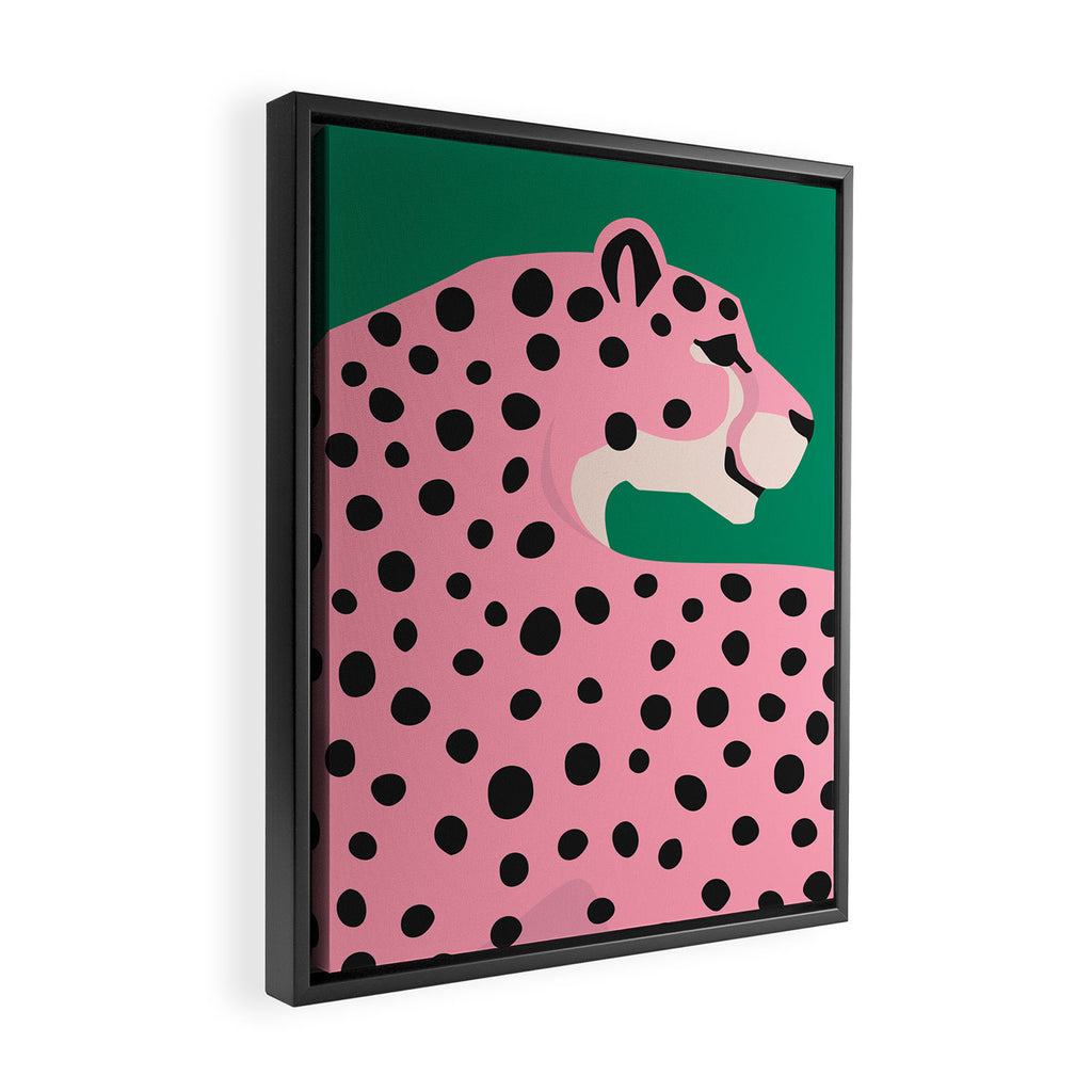 The Stare 3: Pink Cheetah Edition Framed Canvas Print Gallery Image 2