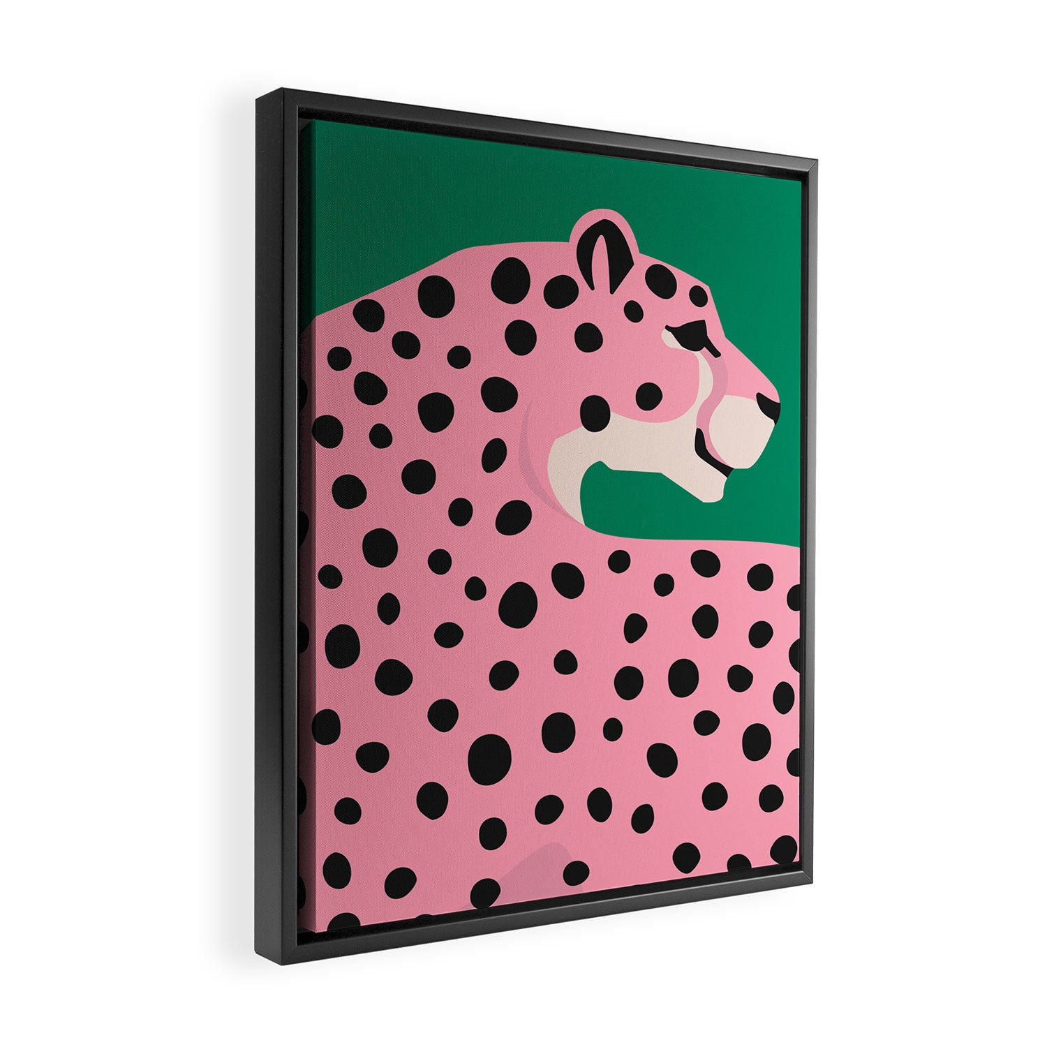 The Stare 3: Pink Cheetah Edition Framed Canvas Print Gallery Image 2