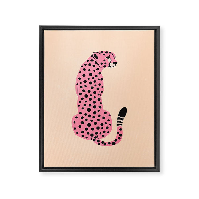 The Stare: Peach Cheetah Edition Framed Canvas Print Gallery Image 1