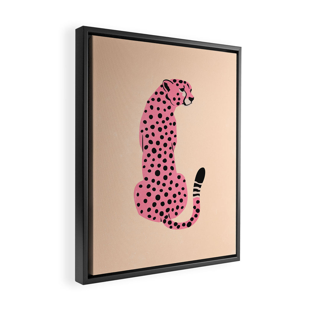 The Stare: Peach Cheetah Edition Framed Canvas Print Gallery Image 2