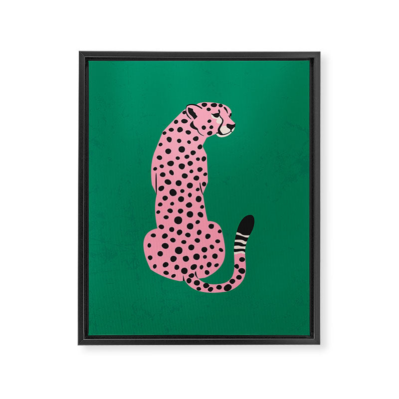 The Stare: Pink Cheetah Edition Framed Canvas Print Gallery Image 3