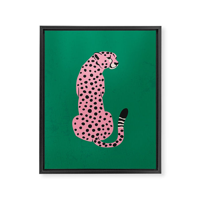 The Stare: Pink Cheetah Edition Framed Canvas Print Gallery Image 1