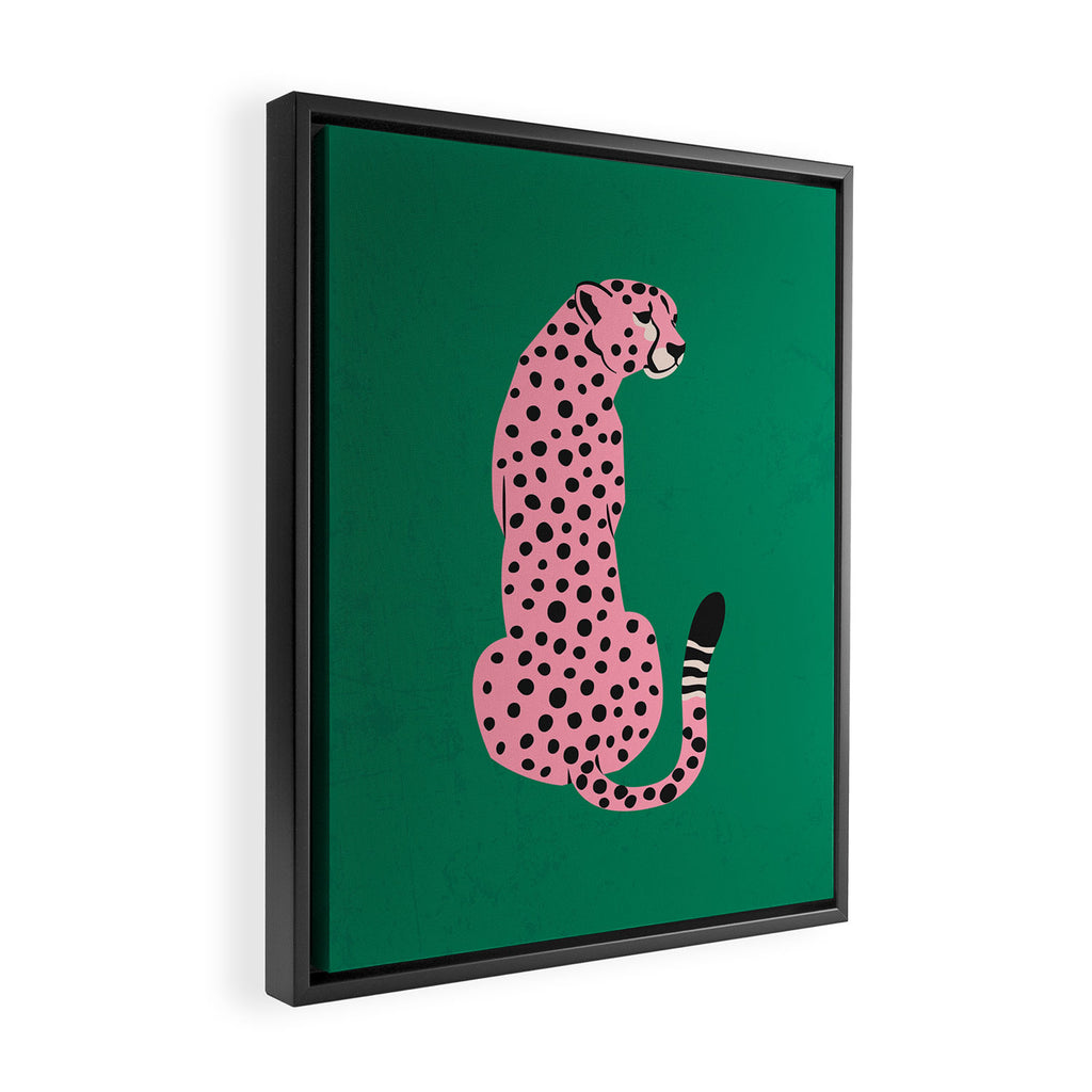 The Stare: Pink Cheetah Edition Framed Canvas Print Gallery Image 2