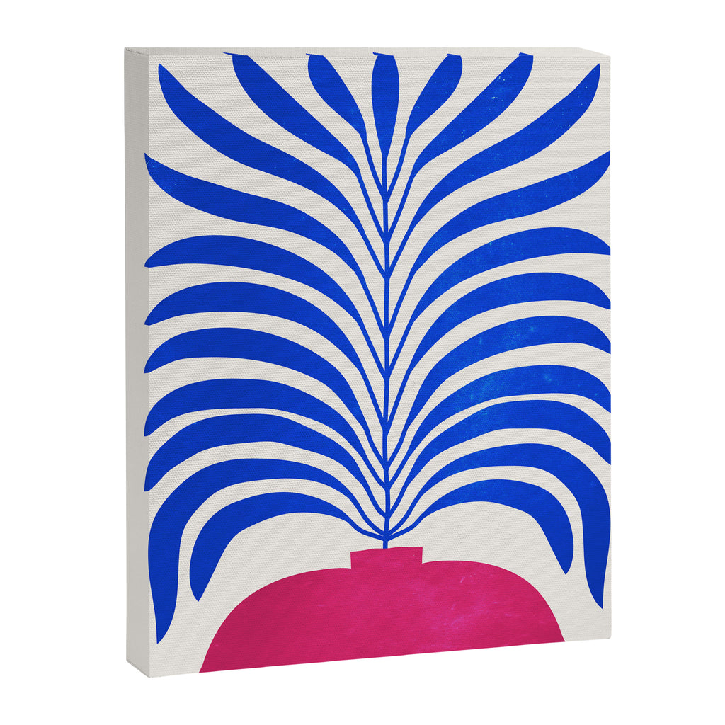 THE VASE 01: Cerise & Persian Blue Leaves Canvas Print Gallery Image 6