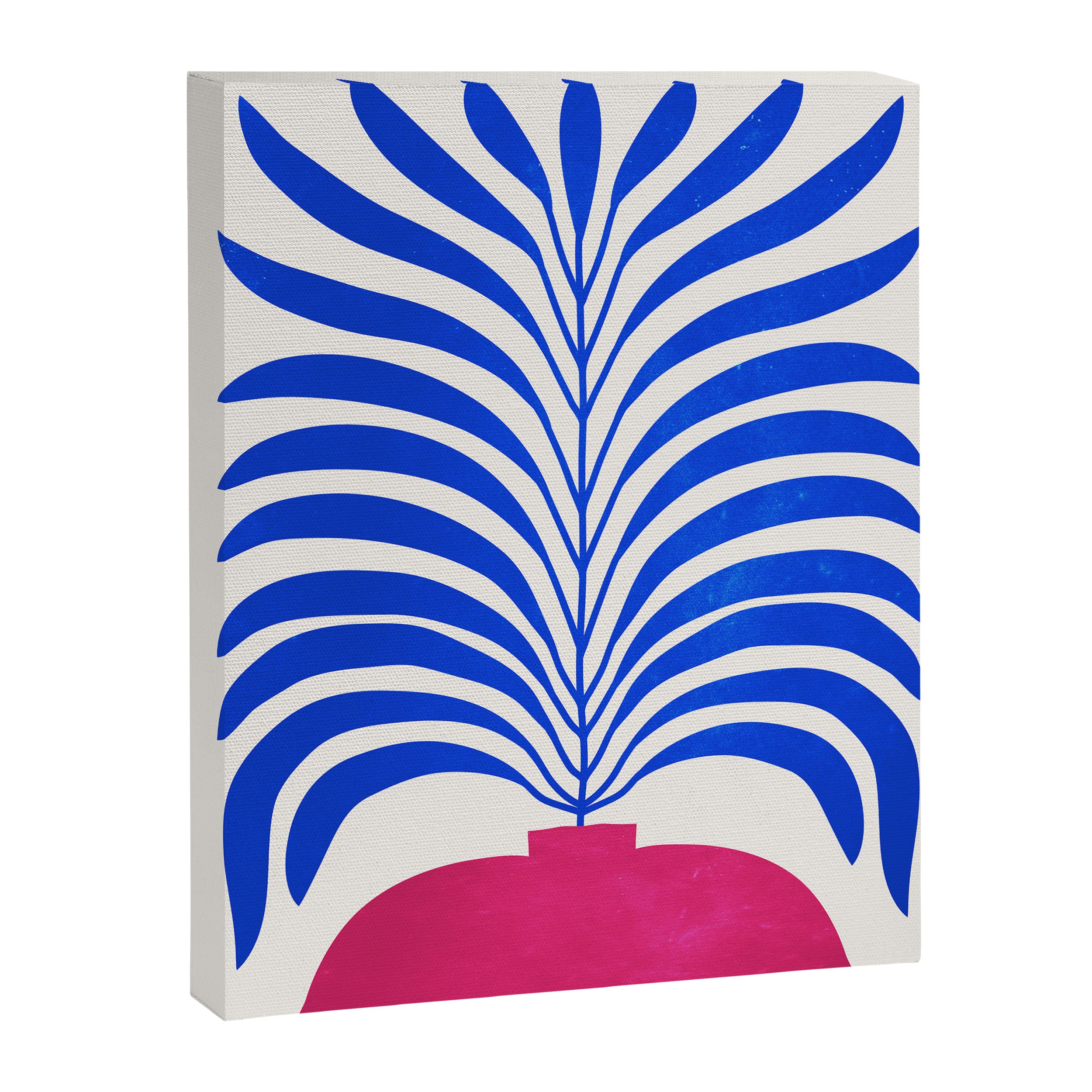 THE VASE 01: Cerise & Persian Blue Leaves Canvas Print Gallery Image 6