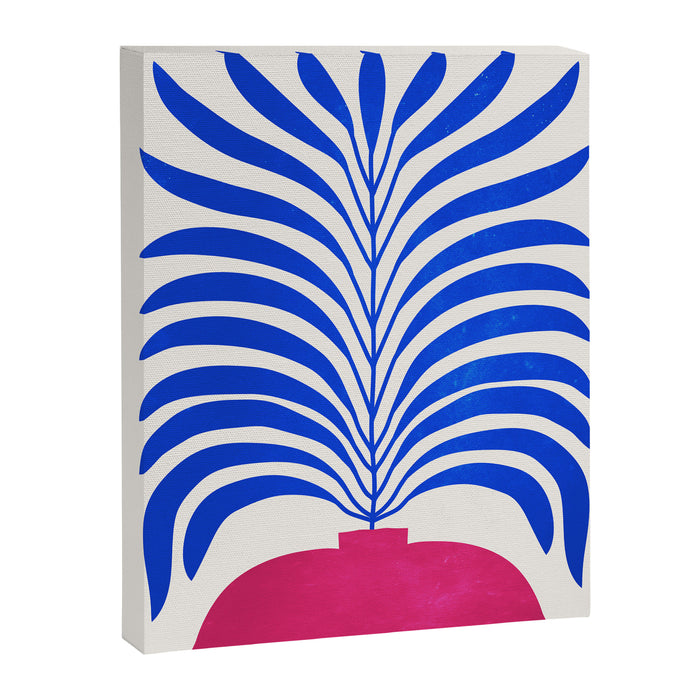 THE VASE 01: Cerise & Persian Blue Leaves Canvas Print Gallery Image 1