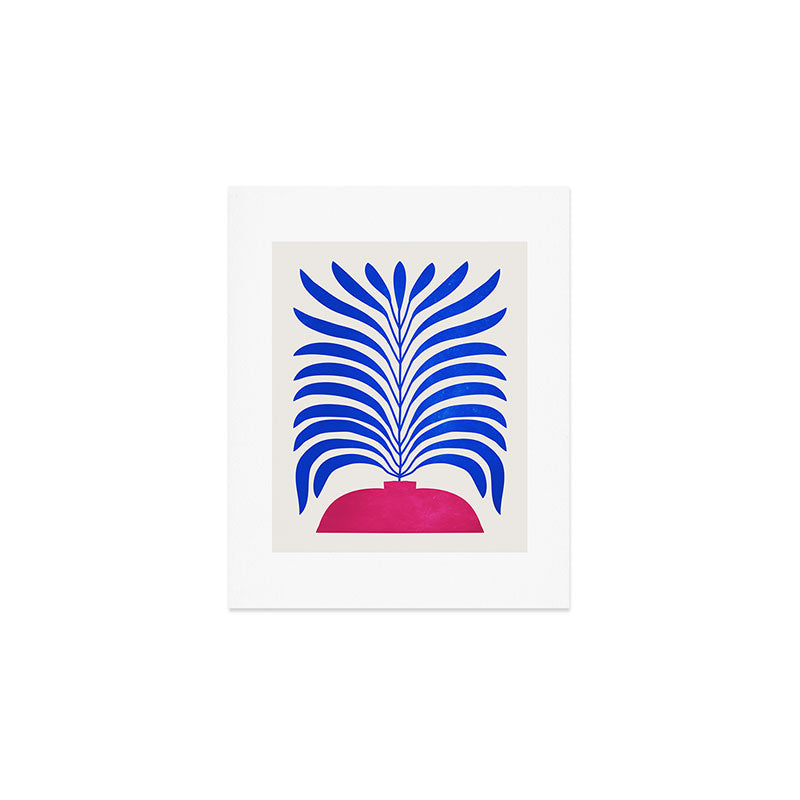 THE VASE 01: Cerise & Persian Blue Leaves Art Print Gallery Image 1