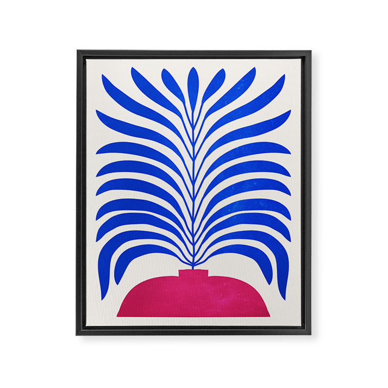 THE VASE 01: Cerise & Persian Blue Leaves Framed Canvas Print Gallery Image 6