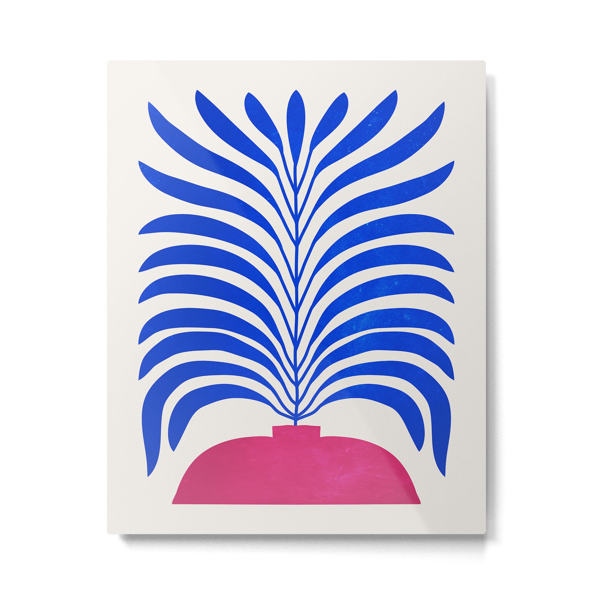 THE VASE 01: Cerise & Persian Blue Leaves Metal Print Gallery Image 4