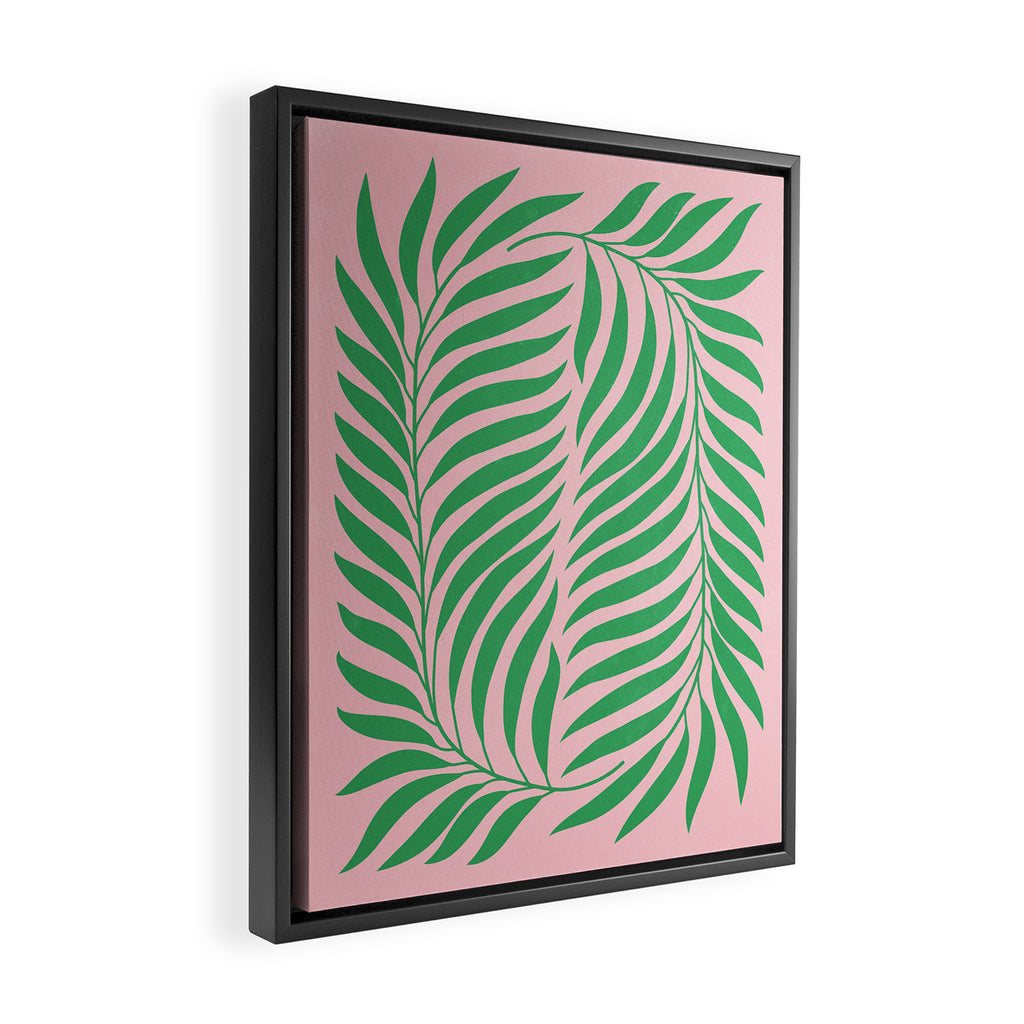 Two Ferns: Azalea & Ocean Green Framed Canvas Print Gallery Image 2