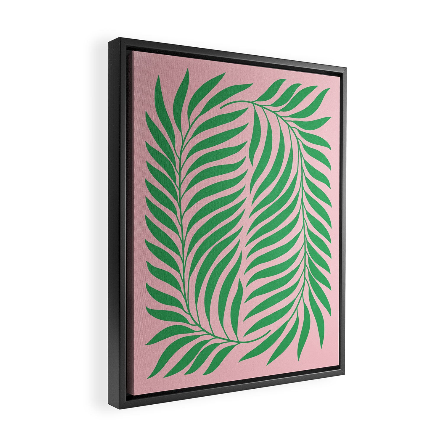 Two Ferns: Azalea & Ocean Green Framed Canvas Print Gallery Image 2