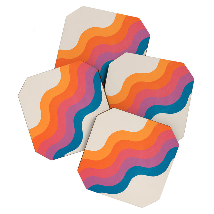 Vintage California Sun: Slanted Stripes Coaster Gallery Image 1