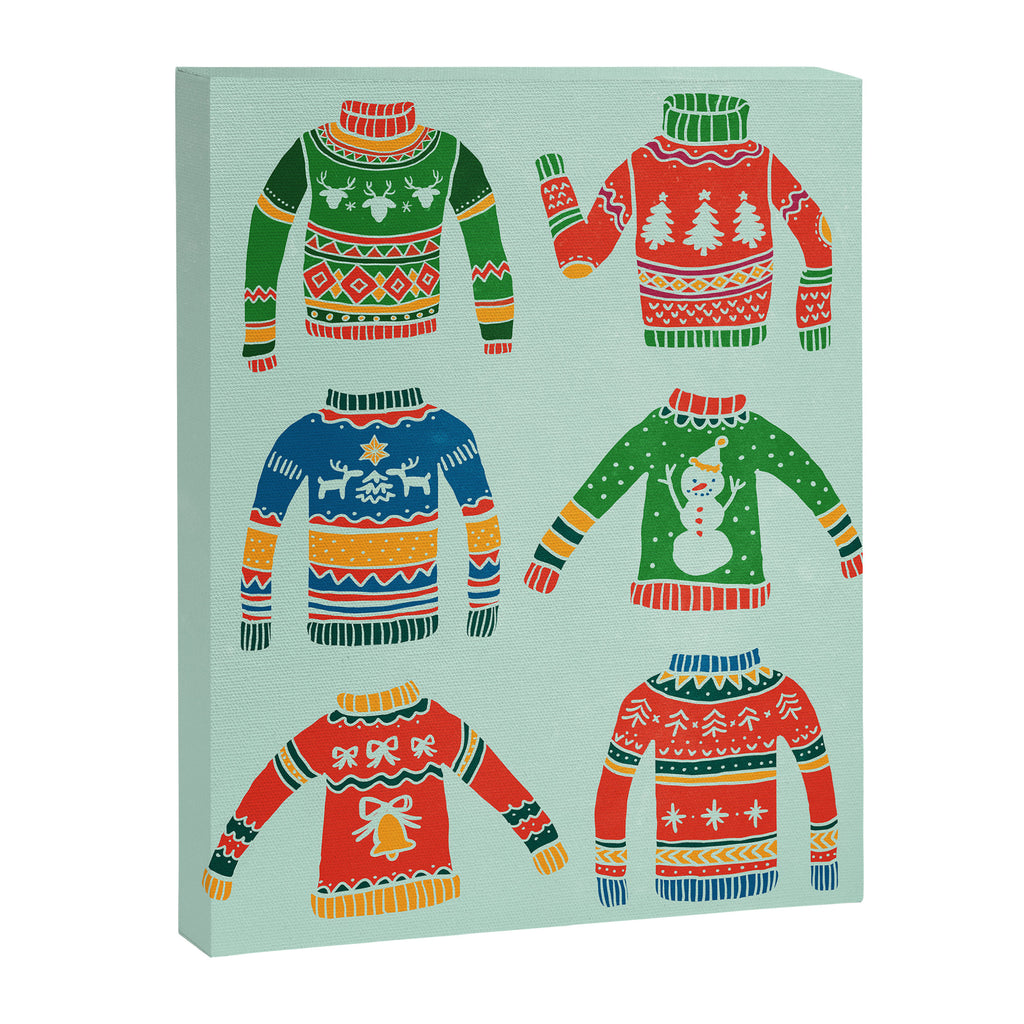 Vintage Ugly Christmas Sweaters: Mint Green Edition Canvas Print Gallery Image 6