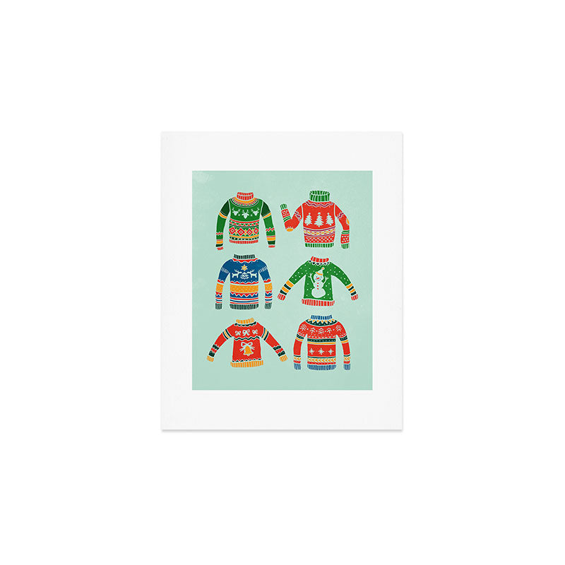 Vintage Ugly Christmas Sweaters: Mint Green Edition Art Print Gallery Image 1