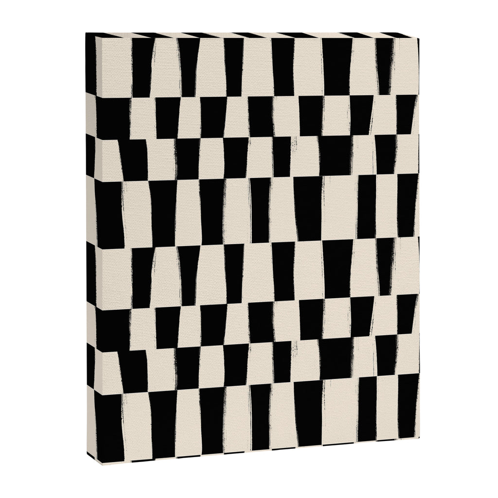 Wave Checks: Noir Black Handpainted Pattern Canvas Print Gallery Image 6