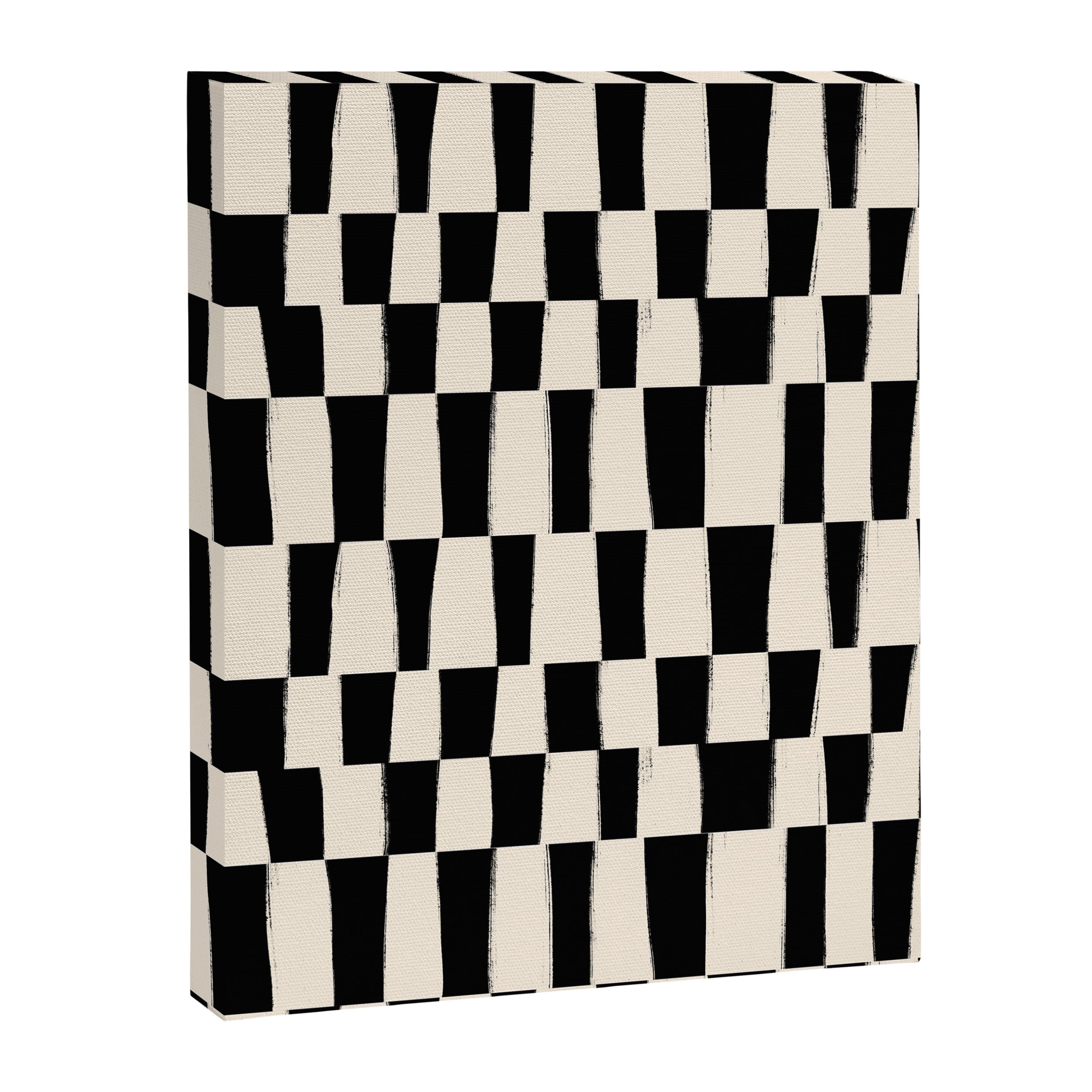 Wave Checks: Noir Black Handpainted Pattern Canvas Print Gallery Image 6