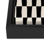 Wave Checks: Noir Black Handpainted Pattern Framed Canvas Print Gallery Image 3