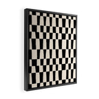 Wave Checks: Noir Black Handpainted Pattern Framed Canvas Print Gallery Image 2