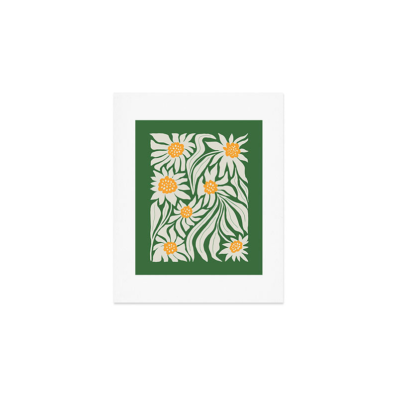 White Camellia & Fern Green Art Print Gallery Image 1