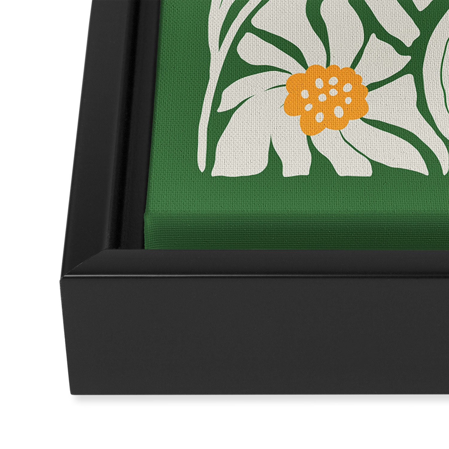 White Camellia & Fern Green Framed Canvas Print Gallery Image 3