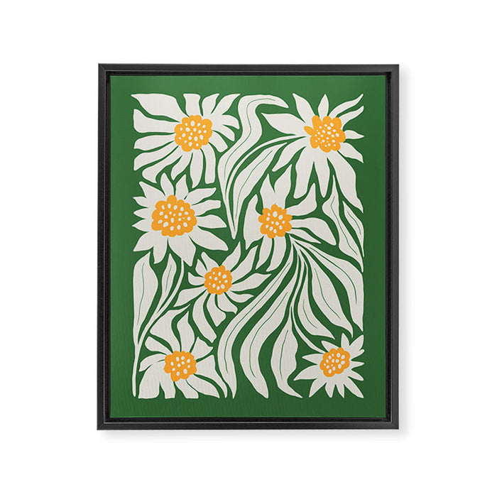 White Camellia & Fern Green Framed Canvas Print Gallery Image 1