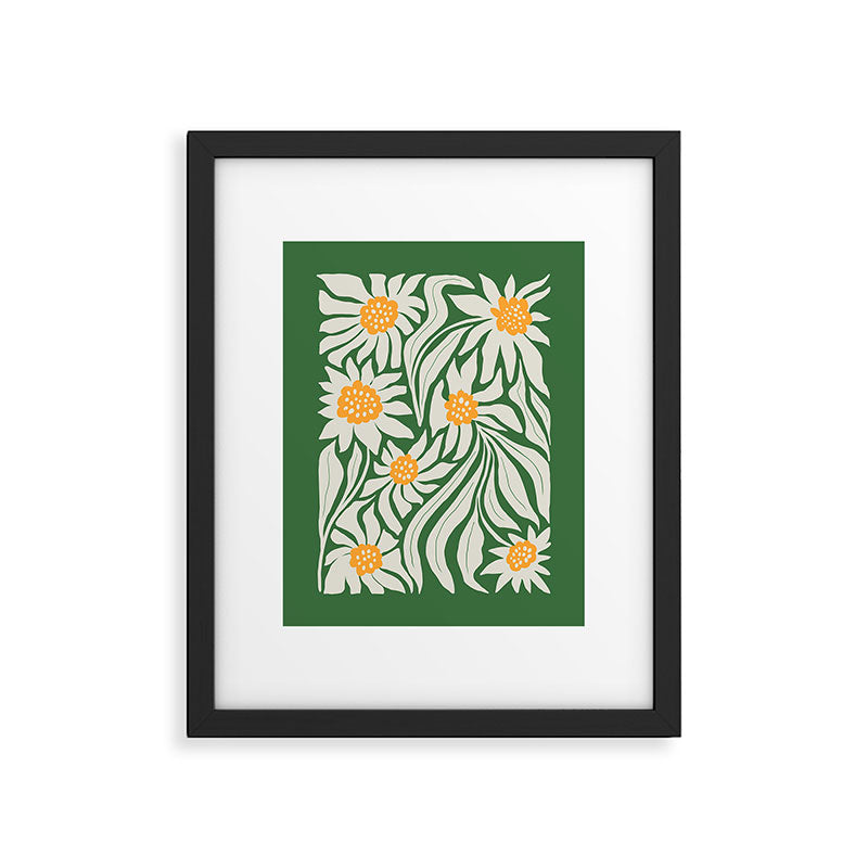 White Camellia & Fern Green Framed Art Print Gallery Image 5