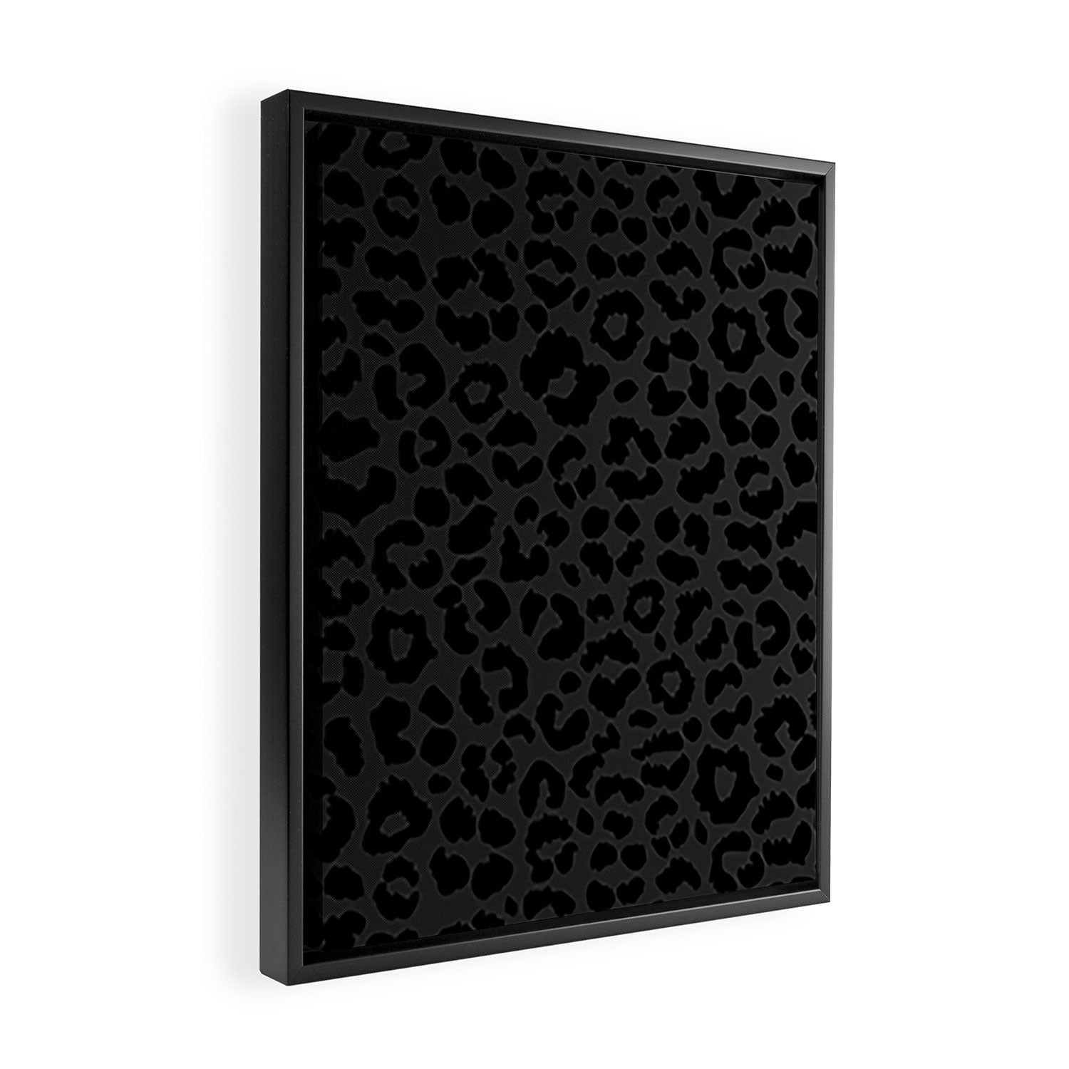 Black On Black Leopard Framed Canvas Print Gallery Image 2