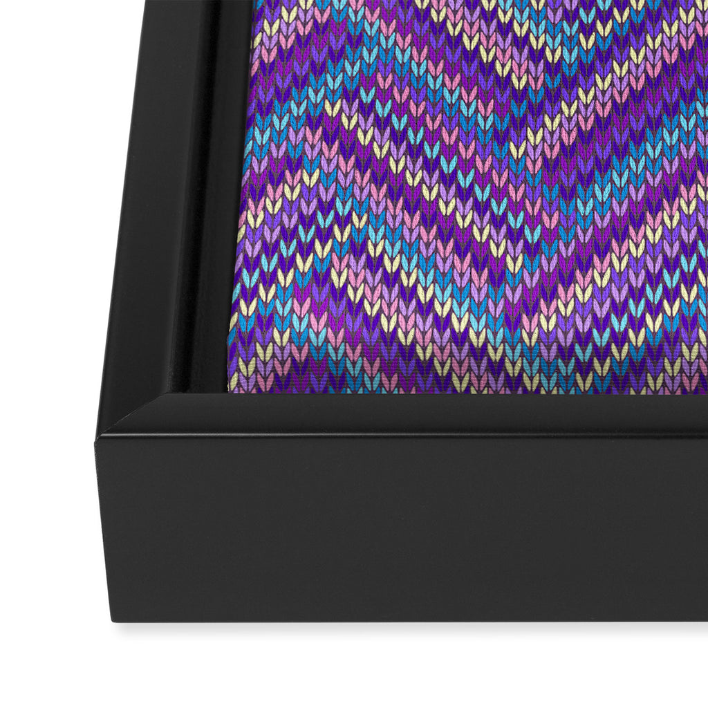 Knitted Textured Pattern Purple Framed Canvas Print Gallery Image 3