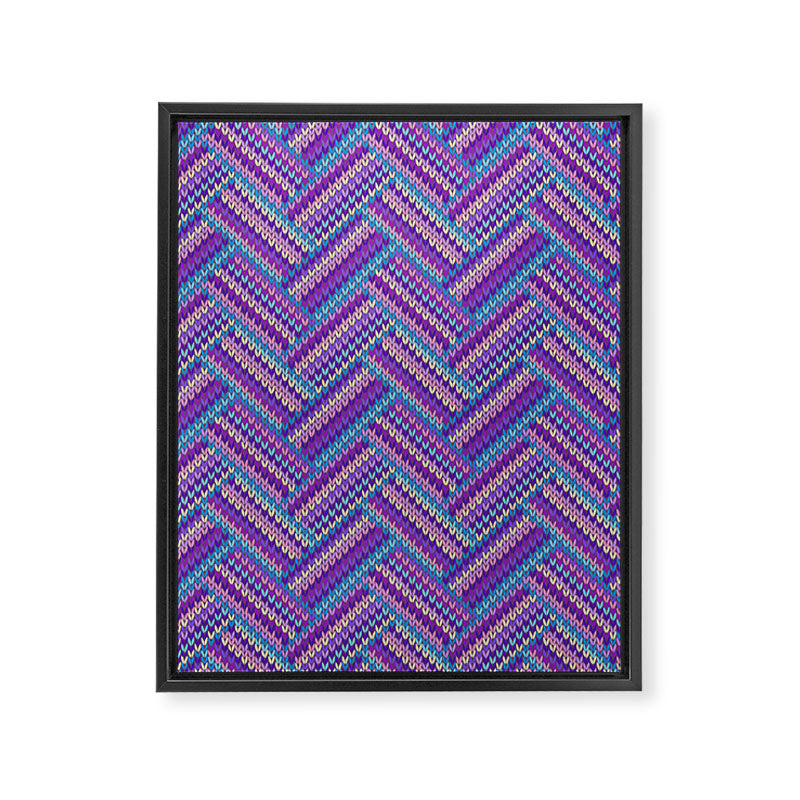 Knitted Textured Pattern Purple Framed Canvas Print Gallery Image 8
