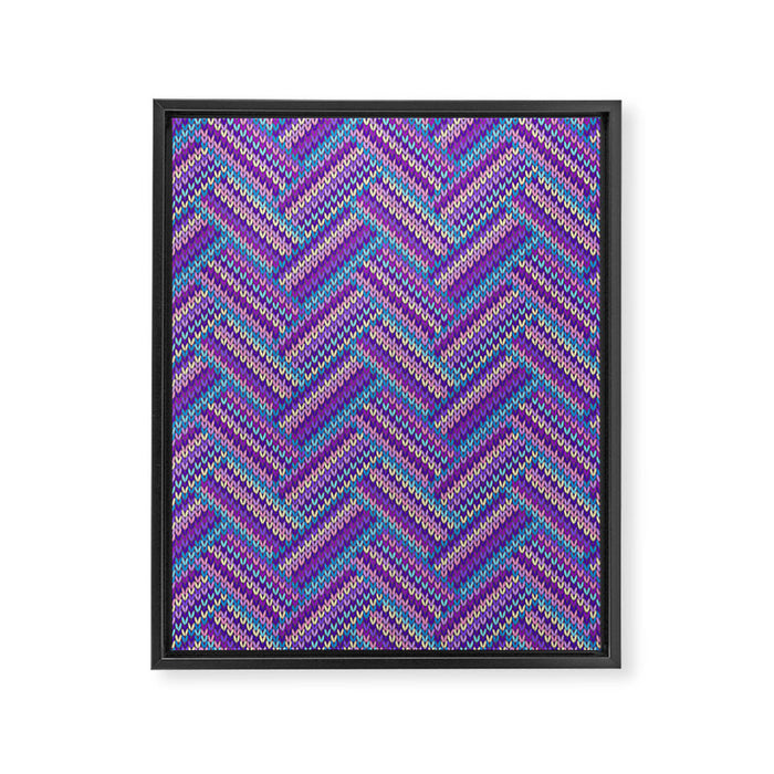 Knitted Textured Pattern Purple Framed Canvas Print Gallery Image 1