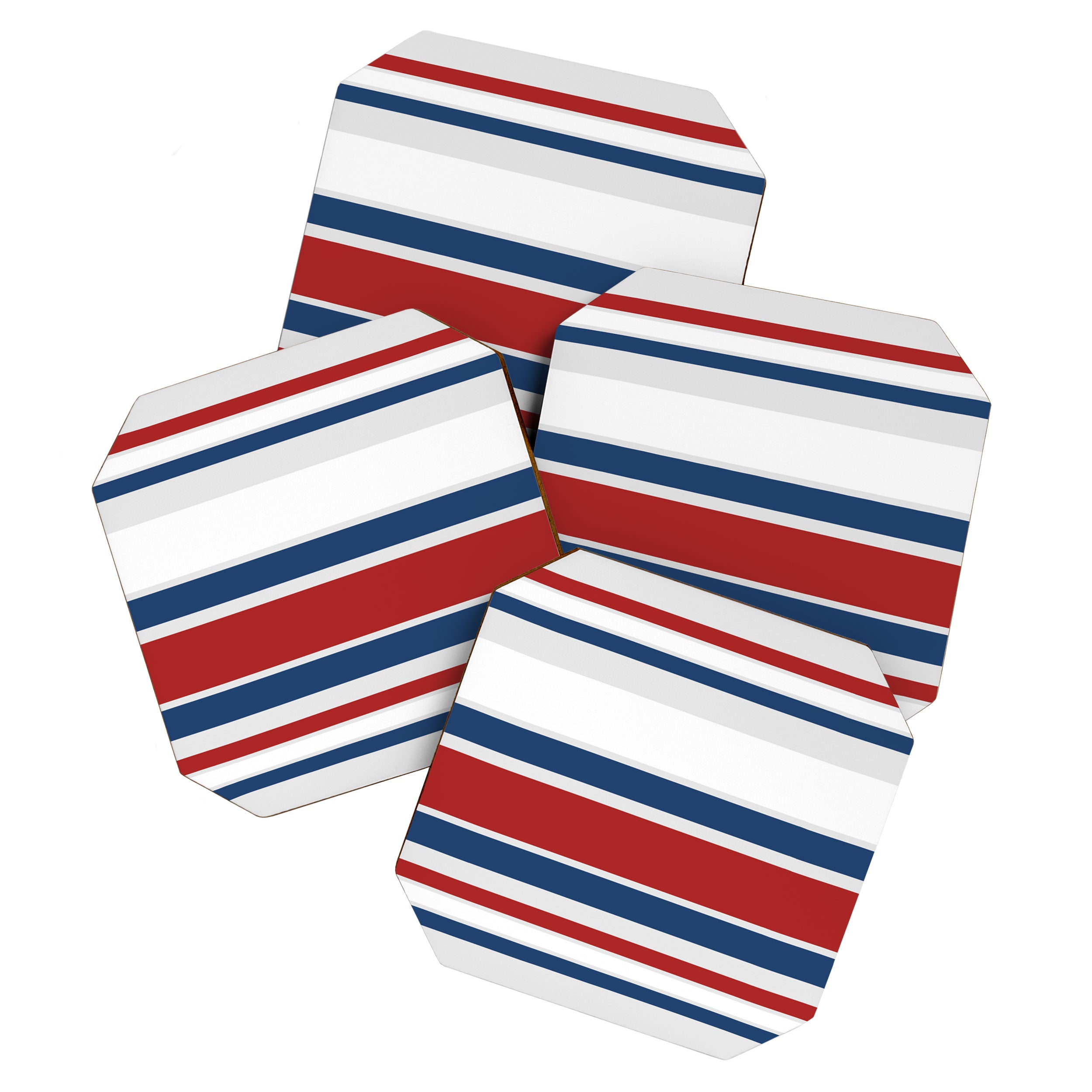 Striped Modern Classic Red White Blue Coaster Gallery Image 1